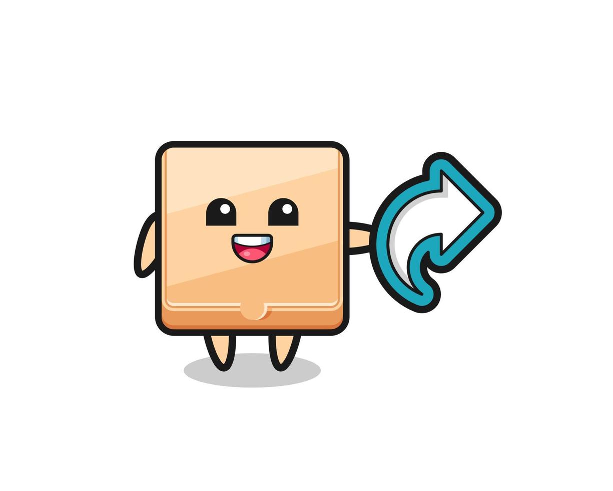 cute pizza box hold social media share symbol vector
