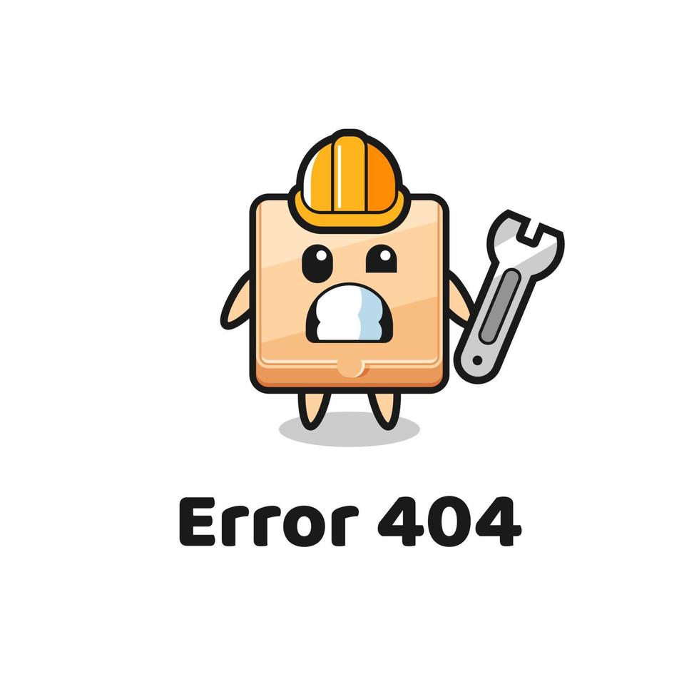 error 404 con la linda mascota de la caja de pizza vector