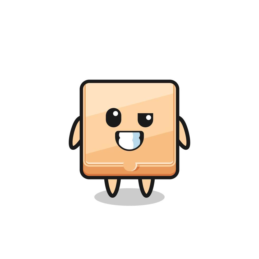 cute pizza box mascot with an optimistic face vector