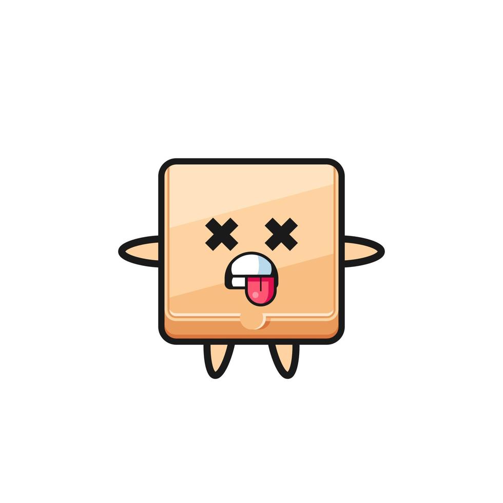 character of the cute pizza box with dead pose vector