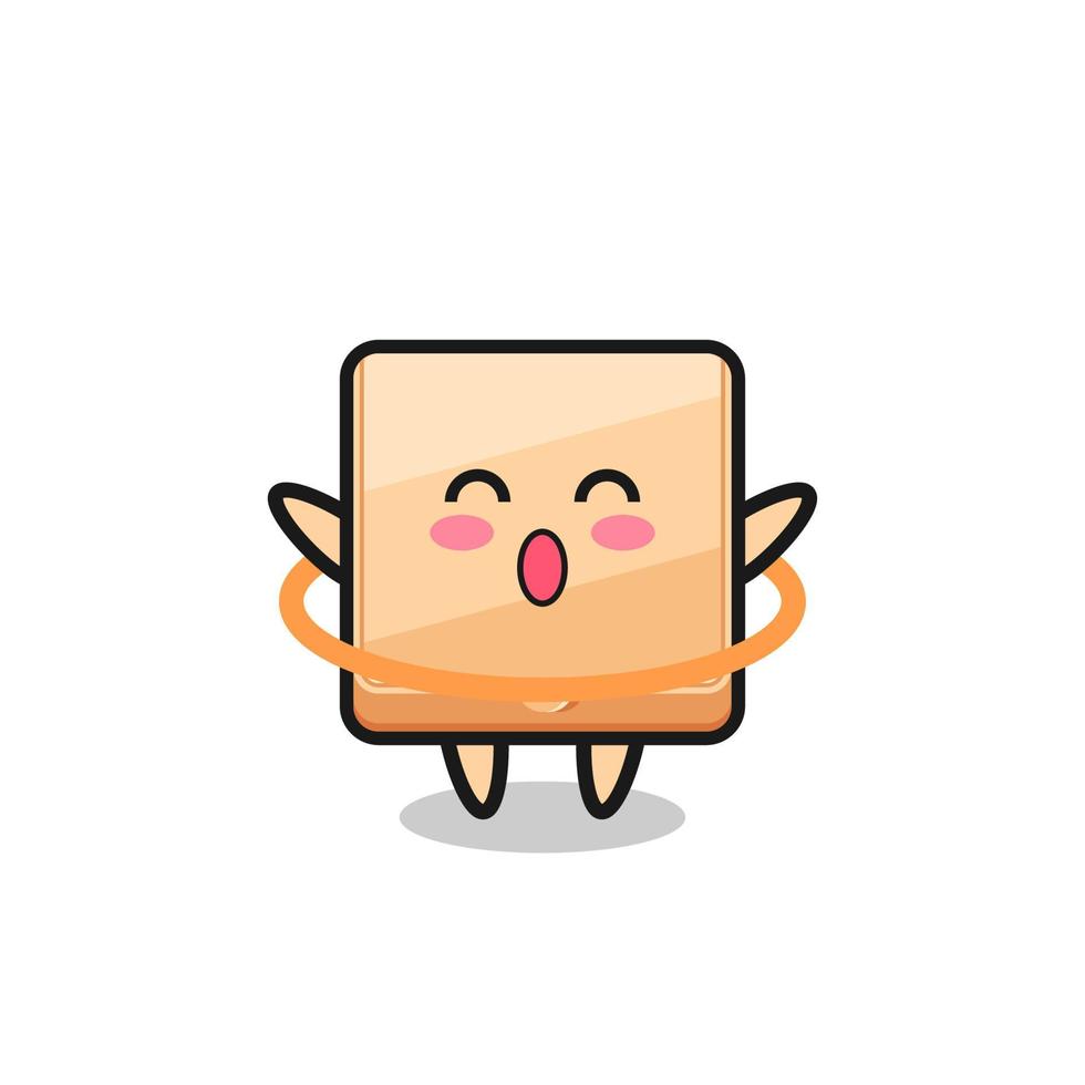 cute pizza box cartoon is playing hula hoop vector