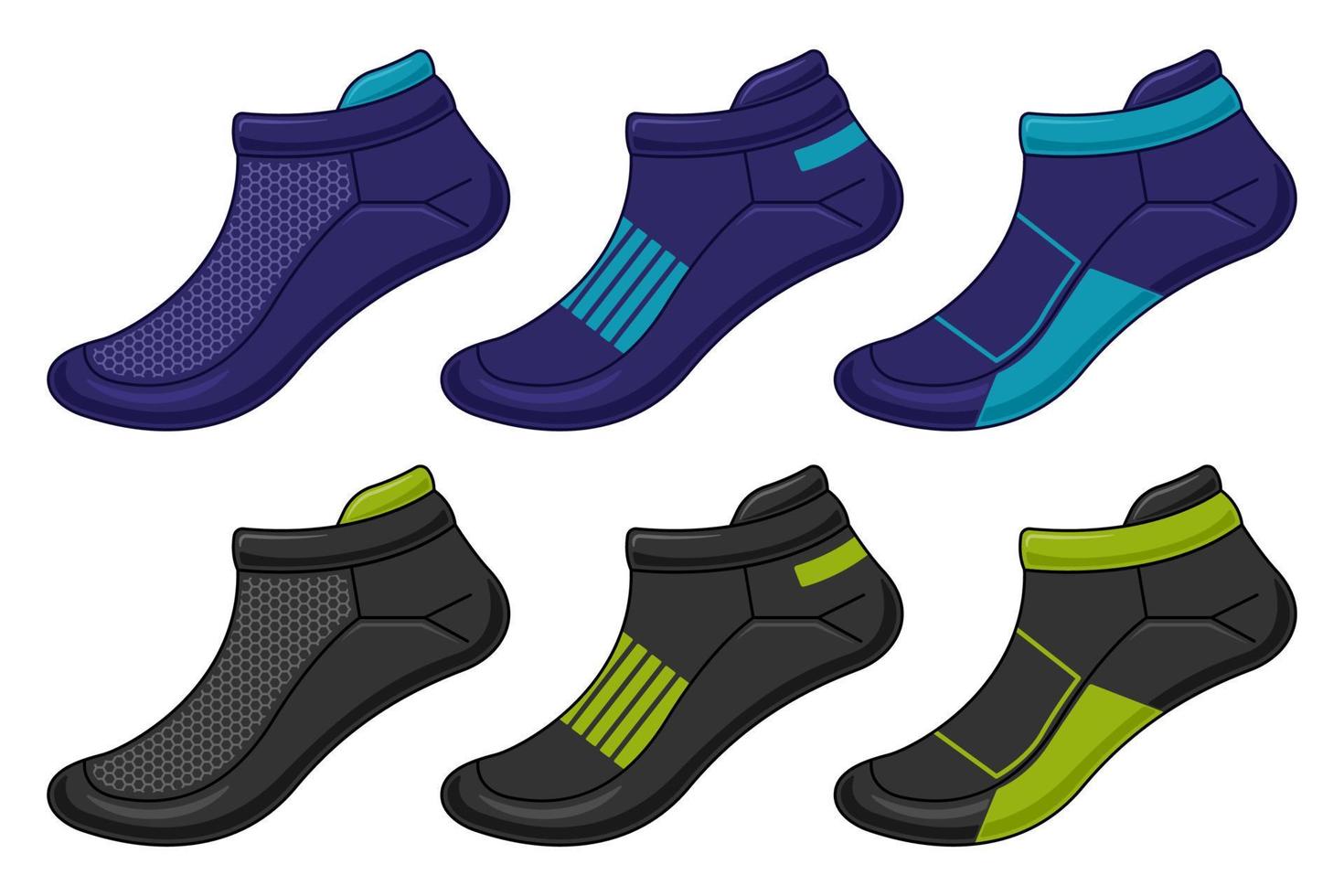 Set sports short socks mockup side view cartoon isolated vector