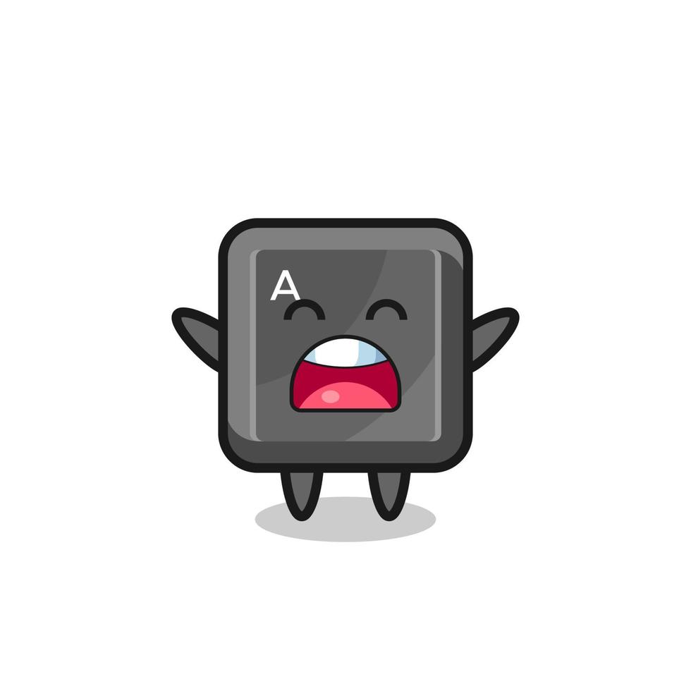 cute keyboard button mascot with a yawn expression vector