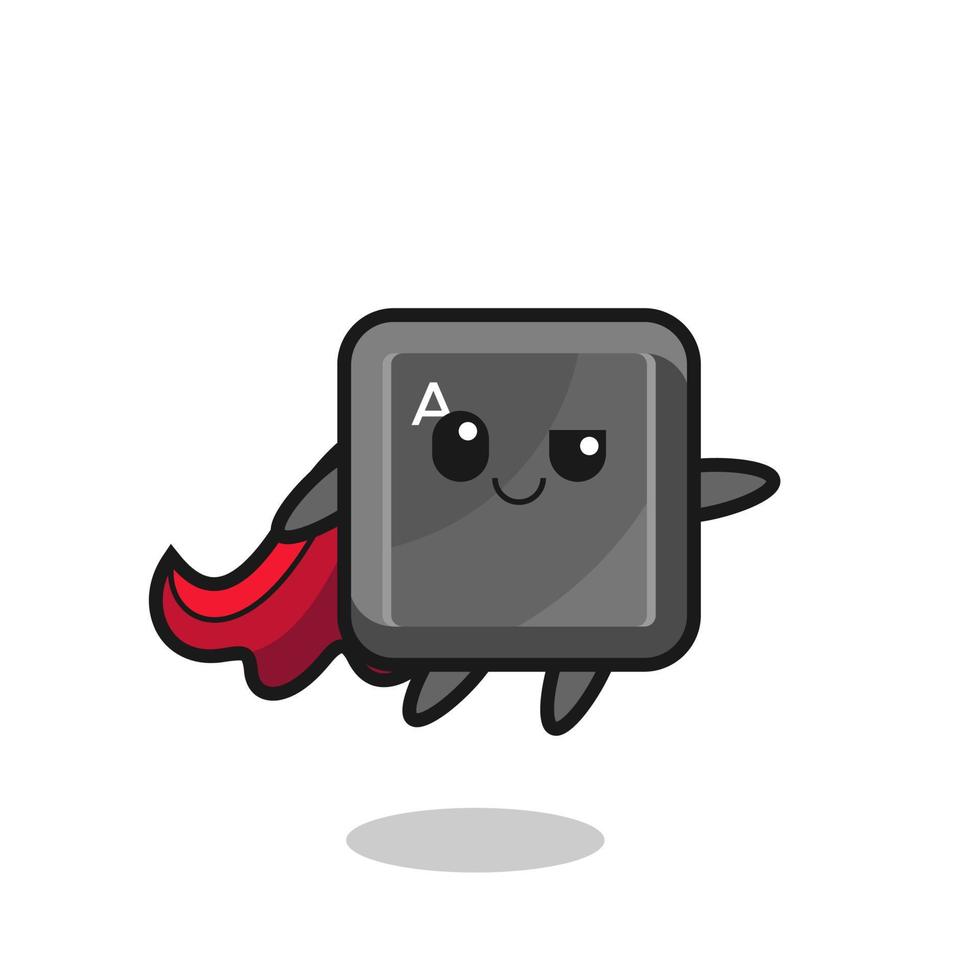 cute keyboard button superhero character is flying vector