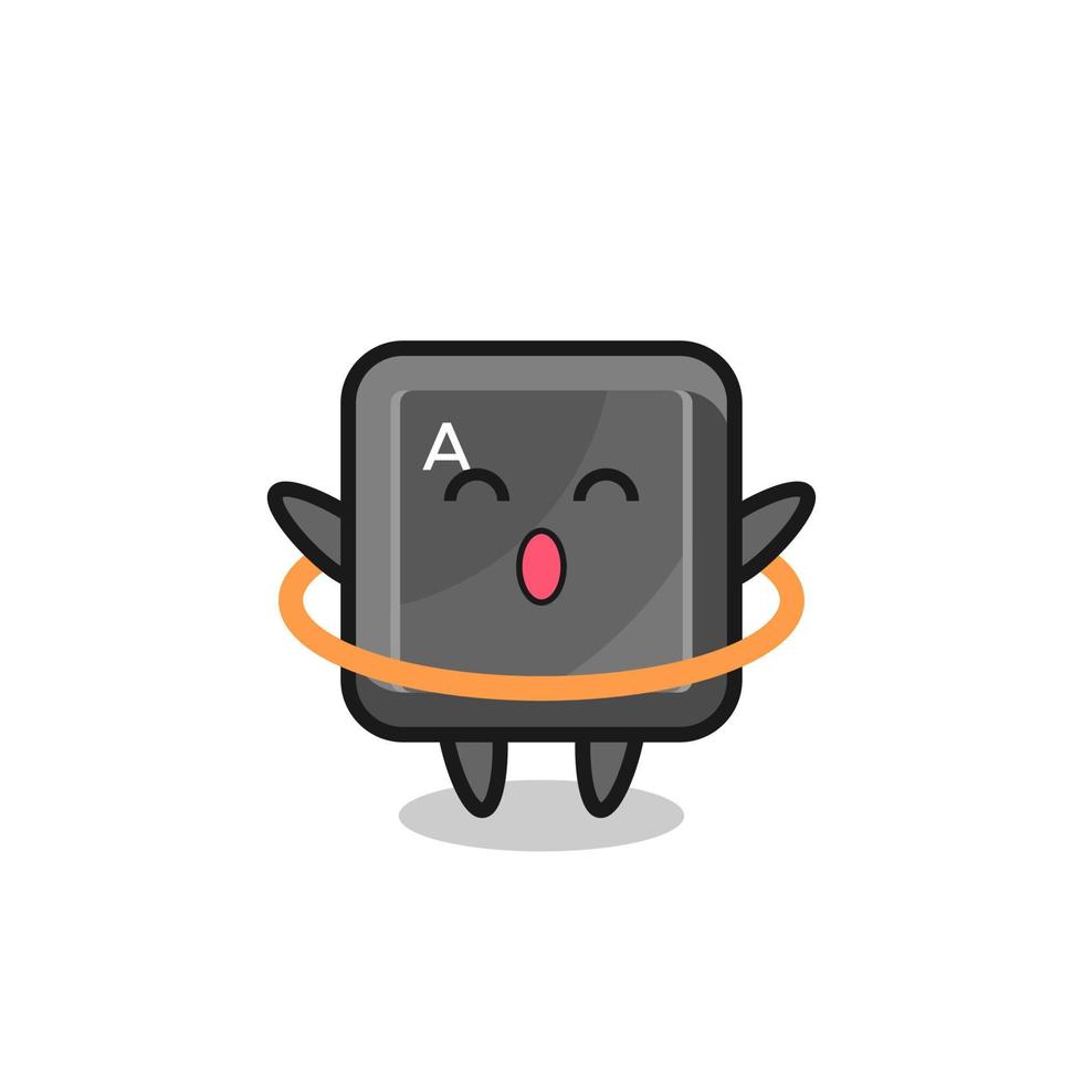 cute keyboard button cartoon is playing hula hoop vector