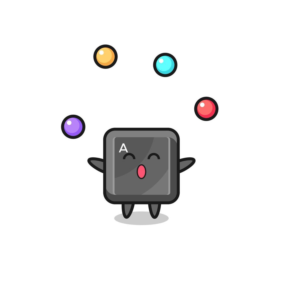 the keyboard button circus cartoon juggling a ball vector