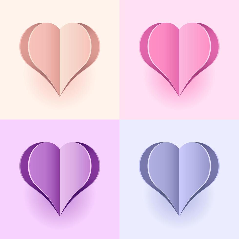 diseño de corazones de papel. símbolo vectorial de amor en forma de corazones para mujeres felices, día de la madre, diseño de tarjetas de felicitación de cumpleaños. ilustración vectorial vector