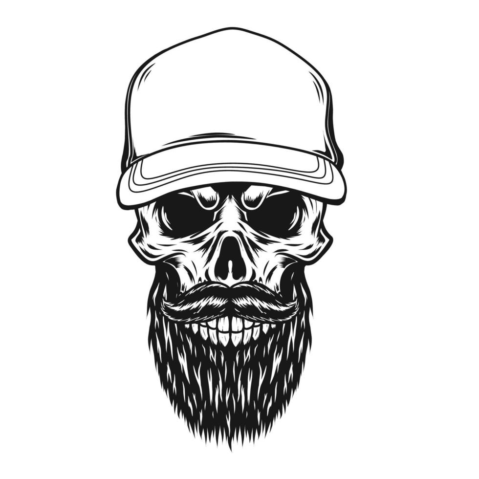 Skull with hat and beard vector