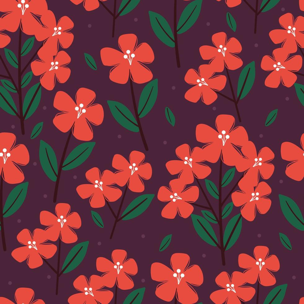 seamless pattern flower and leaves. botanical drawing for spring wallpaper vector