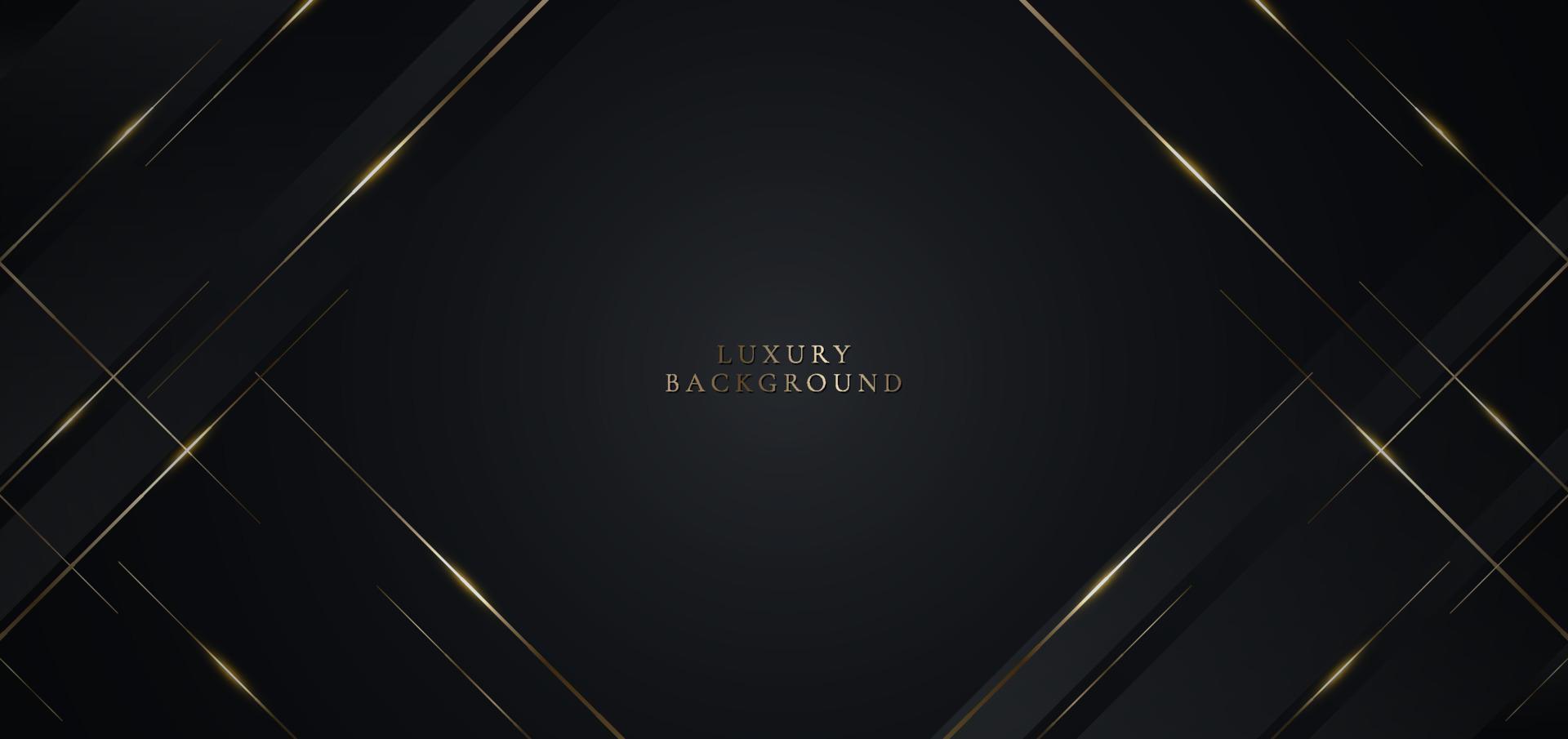 Abstract modern black background paper cut style with golden line vector