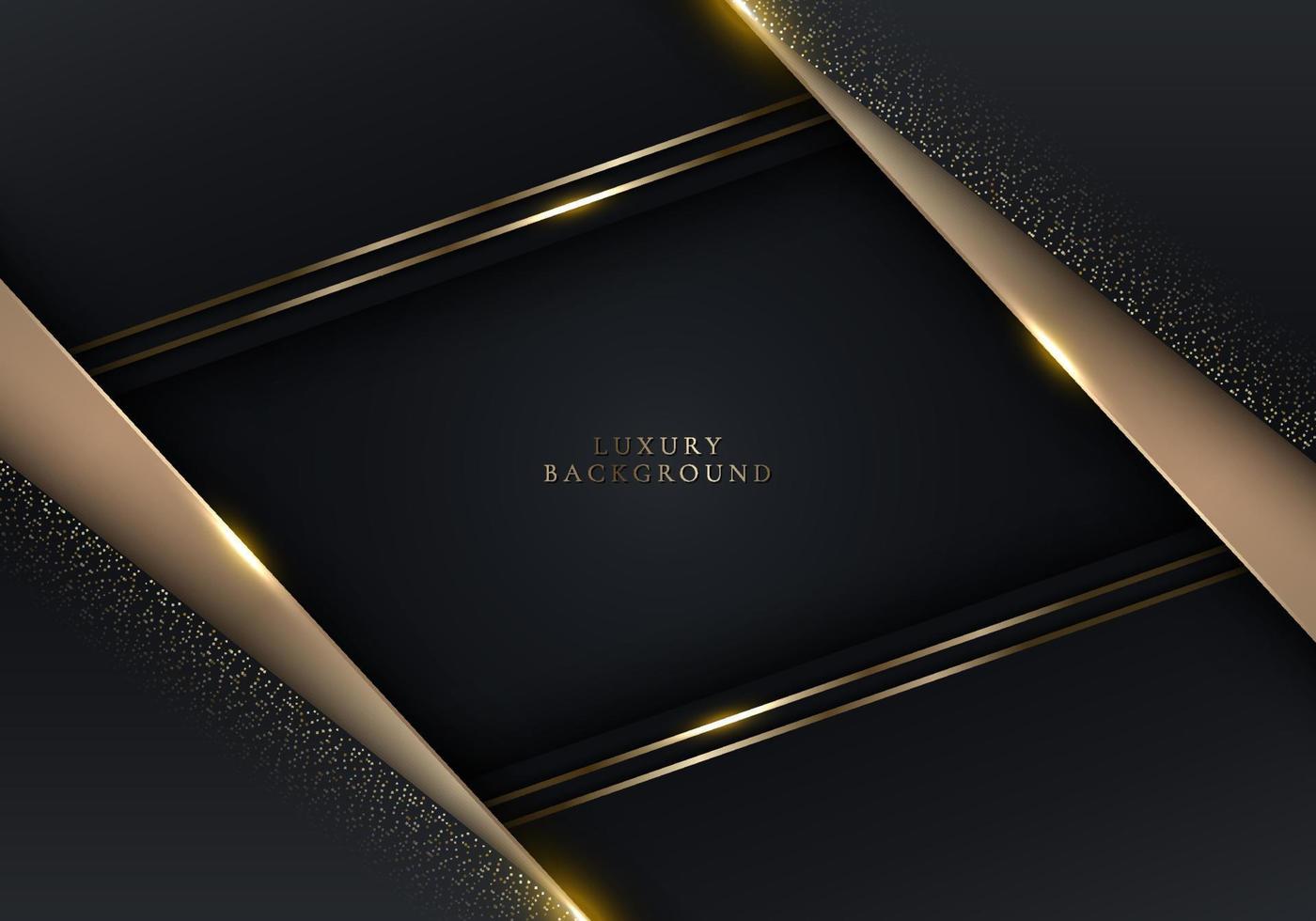 3D modern luxury template design black and gold stripes with golden glitter line light sparking on dark background vector