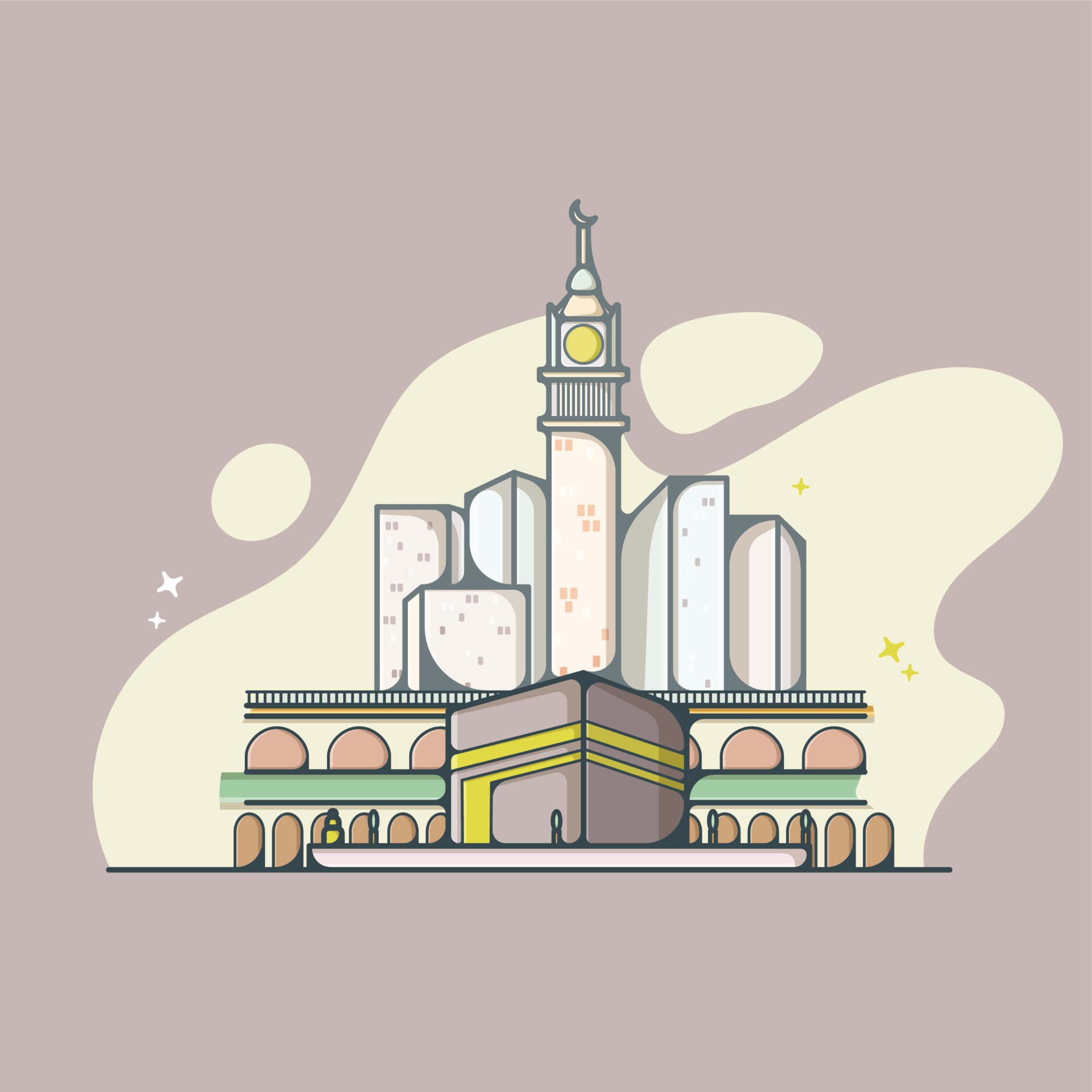 flat design style makkah vector 6894710 Vector Art at Vecteezy
