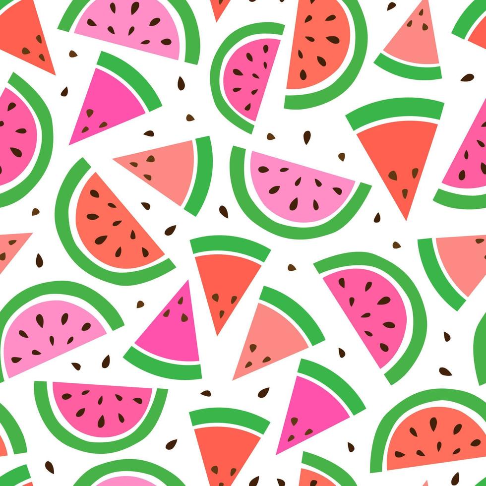 Seamless pattern from slices of watermelon. Delicious print, packaging, fabric, surface design. Composition of juicy fruits, banner, poster, postcard. Natural healthy product for healthy diet vector