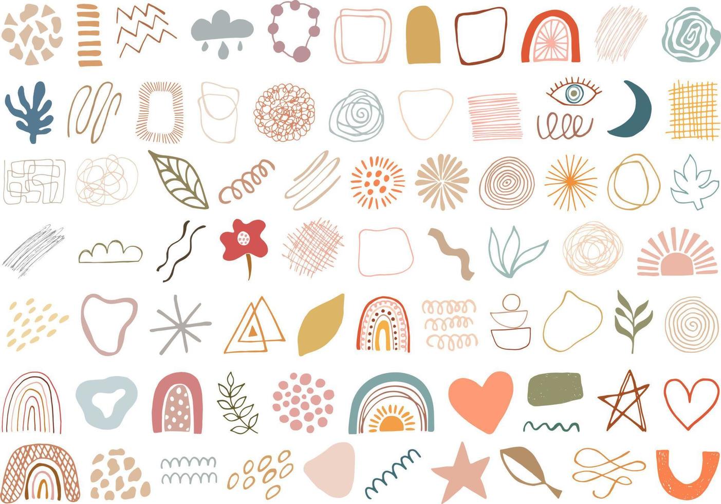 Collection of modern abstract shapes for boho style design vector