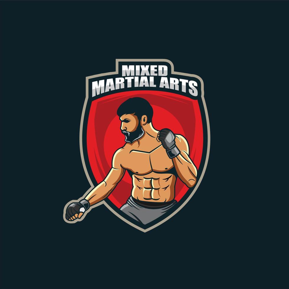 plantilla de logotipo mma con fondo azul oscuro vector