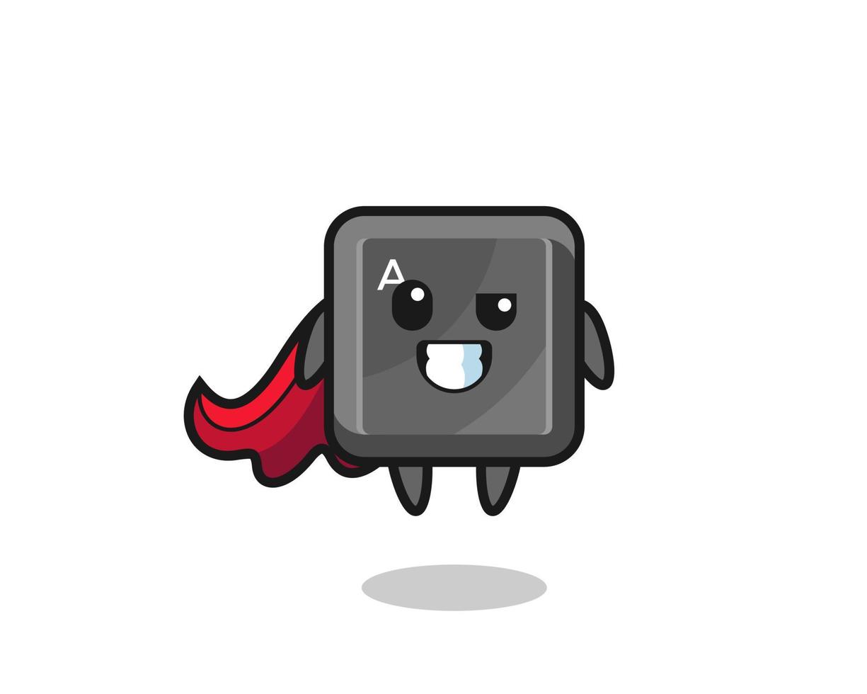 the cute keyboard button character as a flying superhero vector