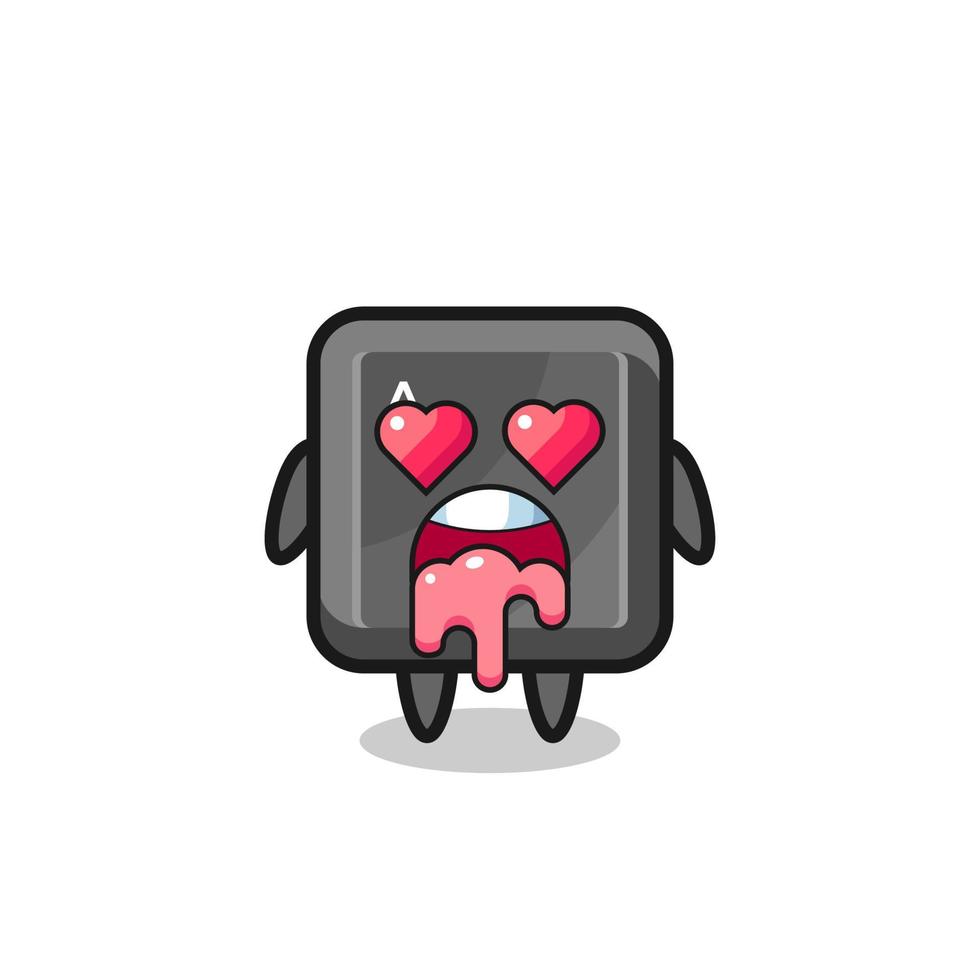 the falling in love expression of a cute keyboard button with heart shaped eyes vector