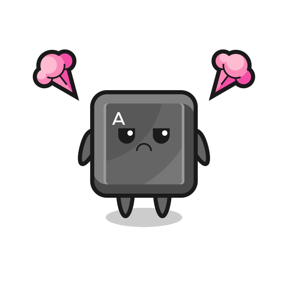 annoyed expression of the cute keyboard button cartoon character vector