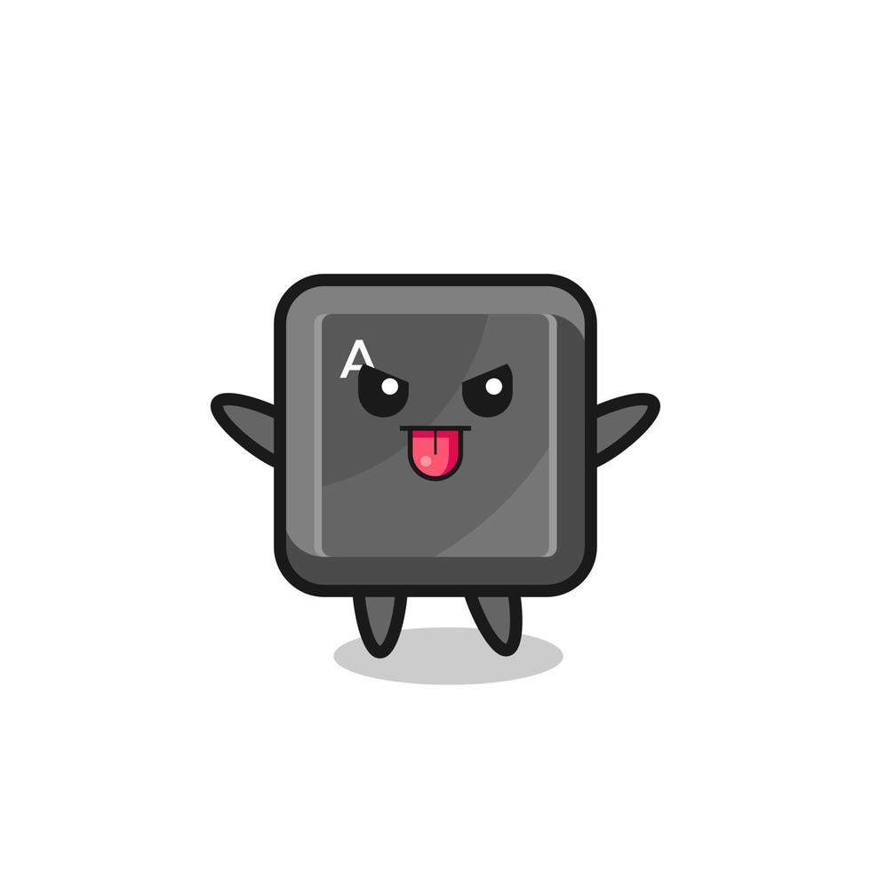 naughty keyboard button character in mocking pose vector