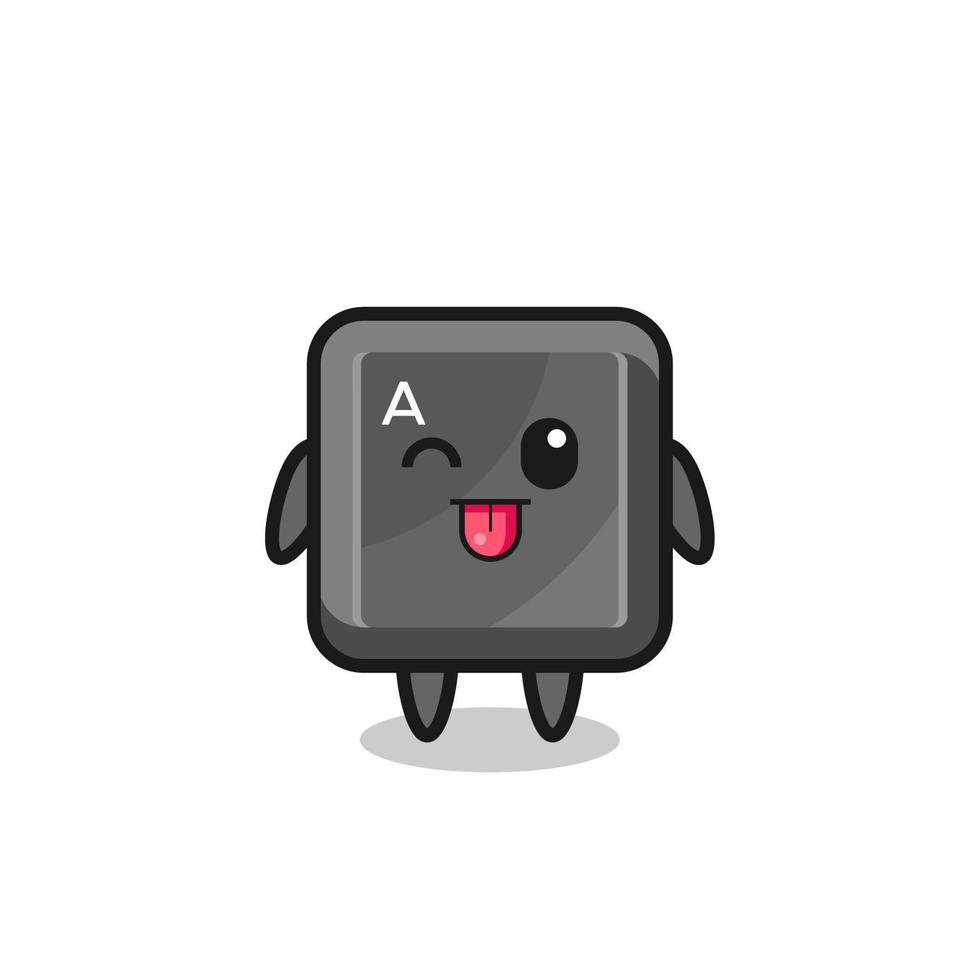 cute keyboard button character in sweet expression while sticking out her tongue vector