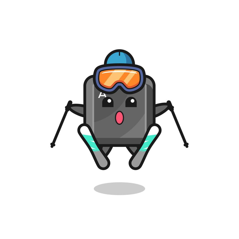 keyboard button mascot character as a ski player vector