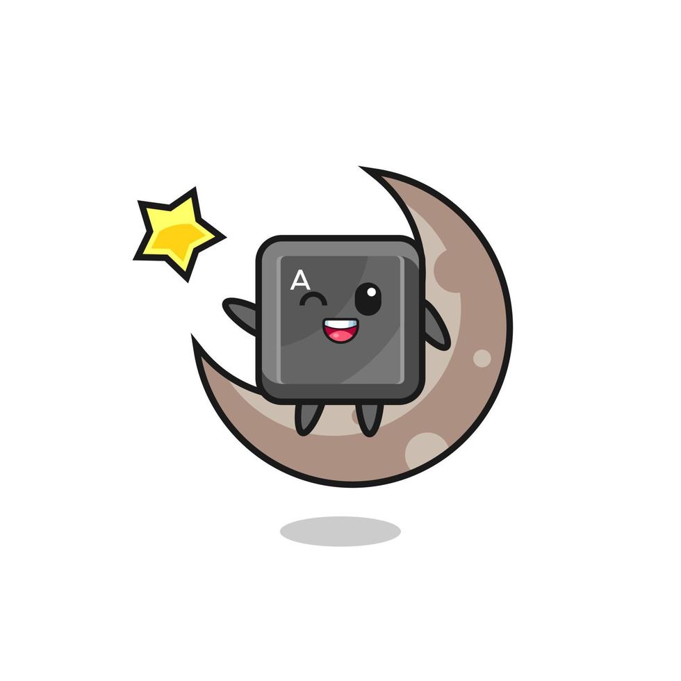 illustration of keyboard button cartoon sitting on the half moon vector