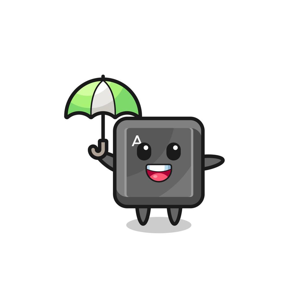 cute keyboard button illustration holding an umbrella vector