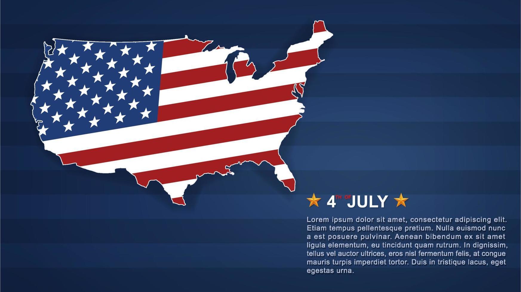 Fondo del 4 de julio para el día de la independencia de estados unidos con fondo azul y bandera estadounidense. vector. vector
