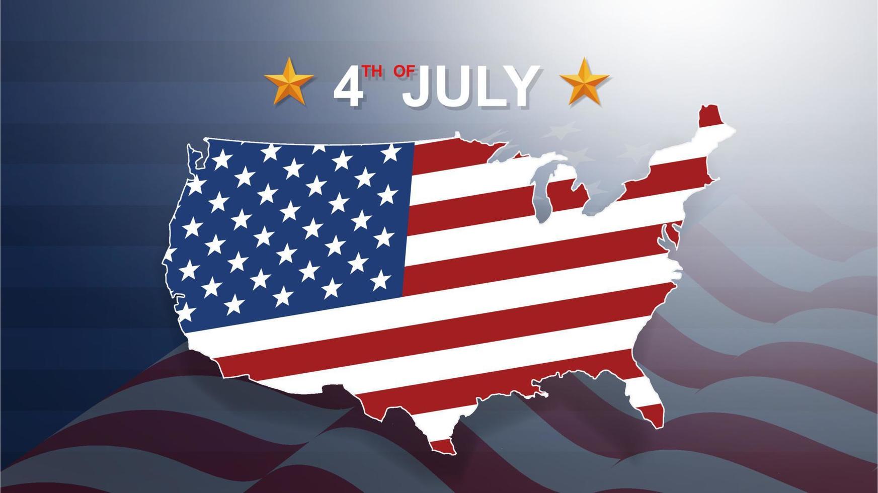 4th of July background for USA Independence Day with blue background and American flag. Vector. vector