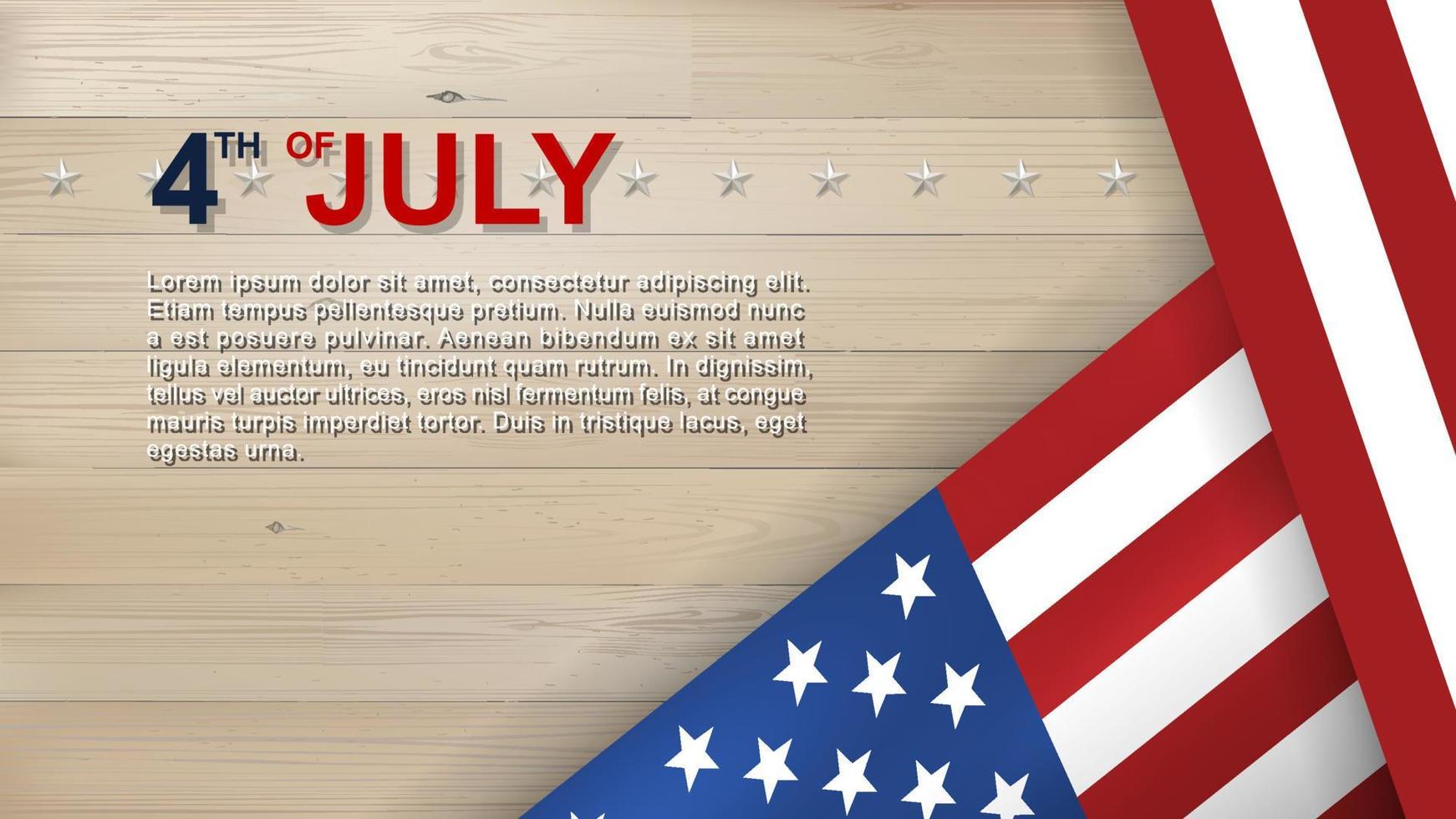 Fondo del 4 de julio para el día de la independencia de estados unidos con fondo azul y bandera americana. vector. vector