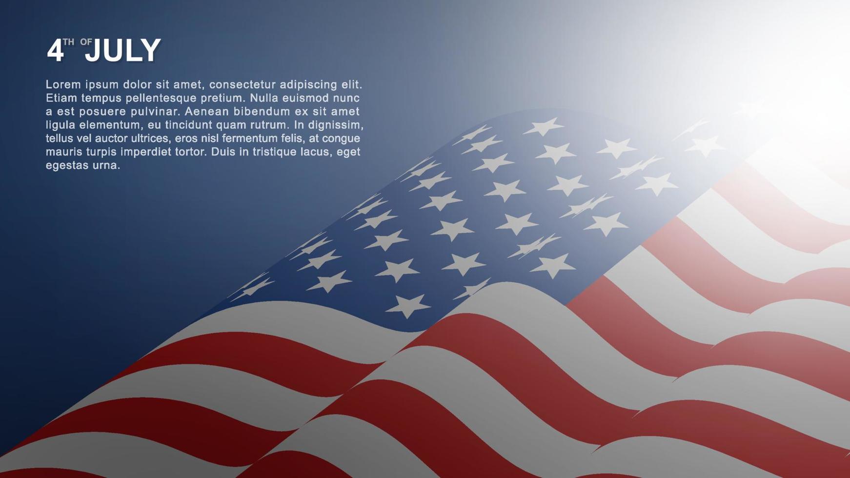 4th of July background for USA Independence Day with blue background and American flag. Vector. vector