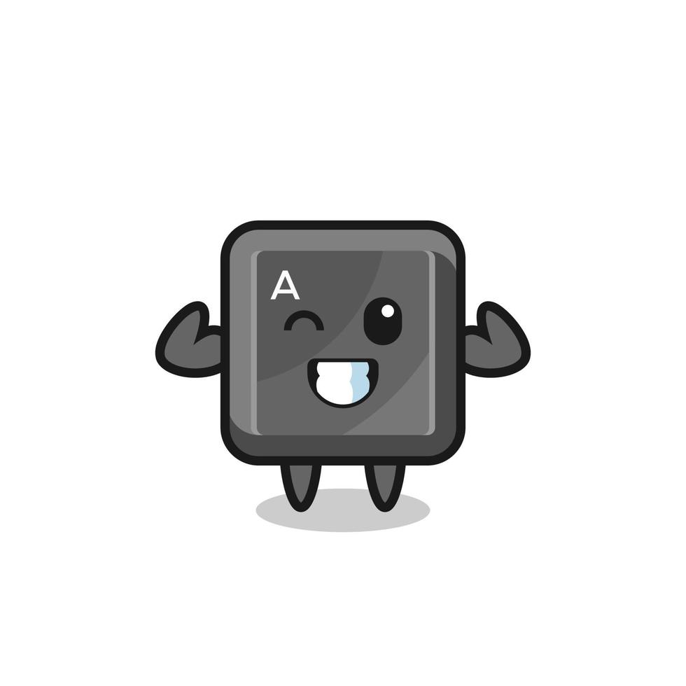 the muscular keyboard button character is posing showing his muscles vector