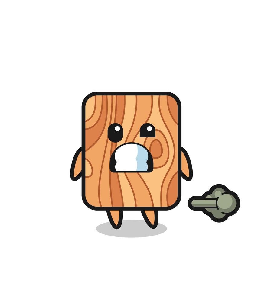 the illustration of the plank wood cartoon doing fart vector