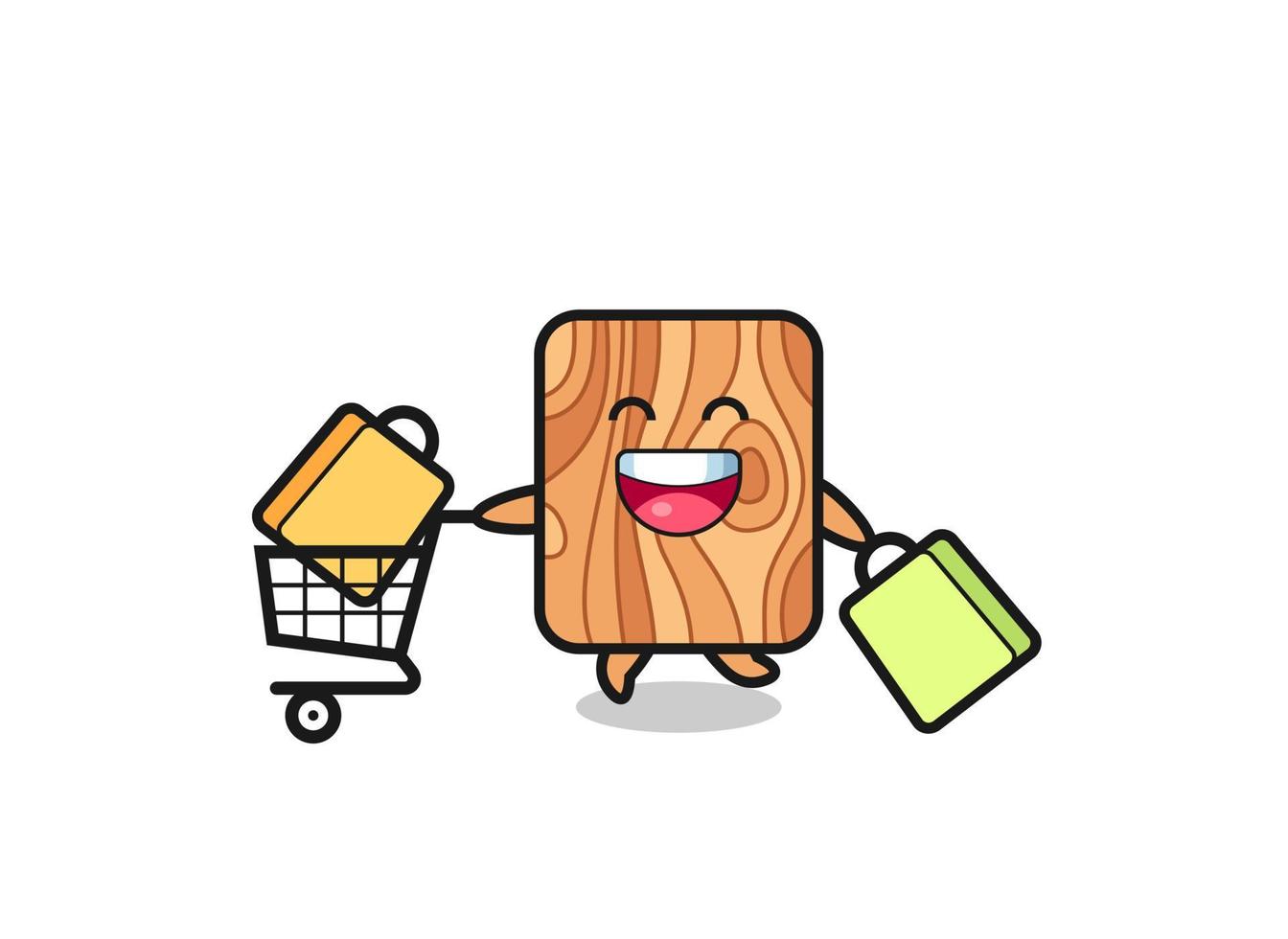 black Friday illustration with cute plank wood mascot vector