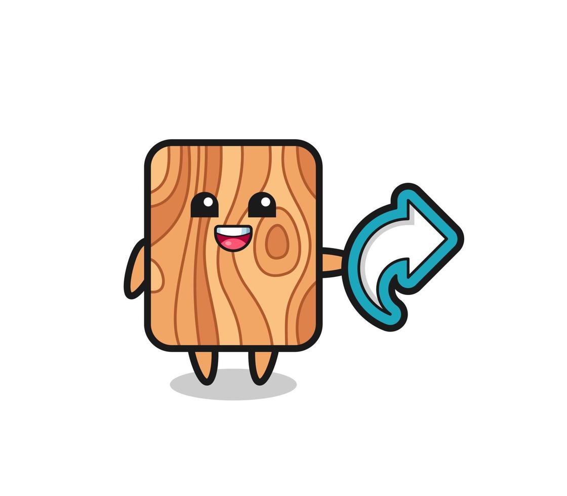 Lindo tablón de madera mantenga el símbolo de compartir en las redes sociales vector