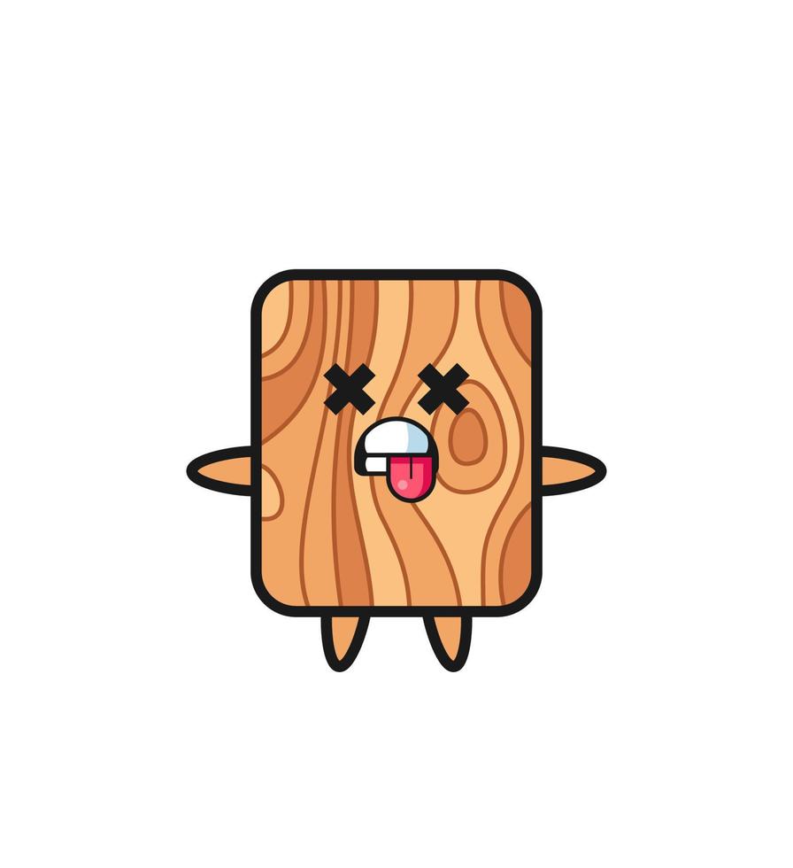 character of the cute plank wood with dead pose vector