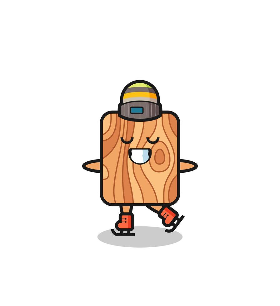 plank wood cartoon as an ice skating player doing perform vector