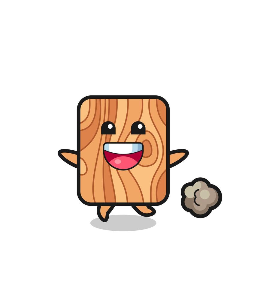 the happy plank wood cartoon with running pose vector