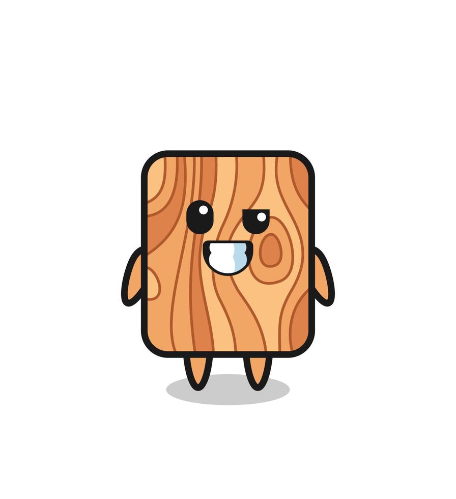 linda mascota de tablones de madera con rostro optimista vector