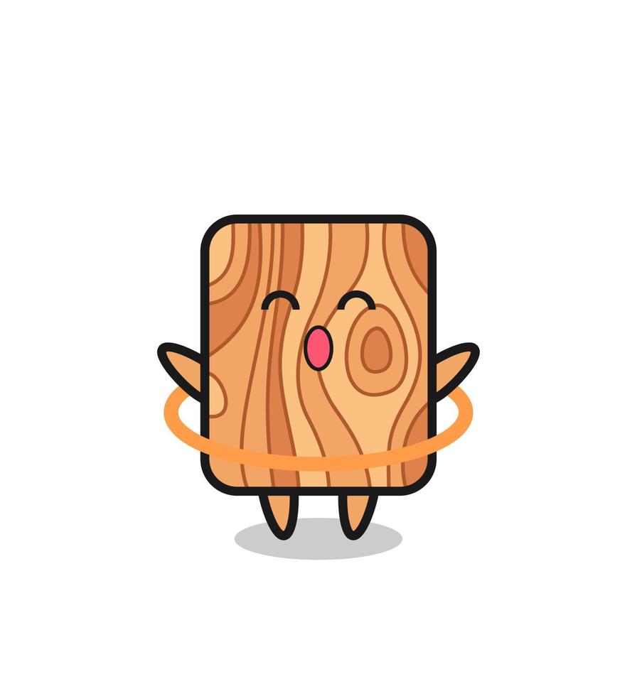 cute plank wood cartoon is playing hula hoop vector