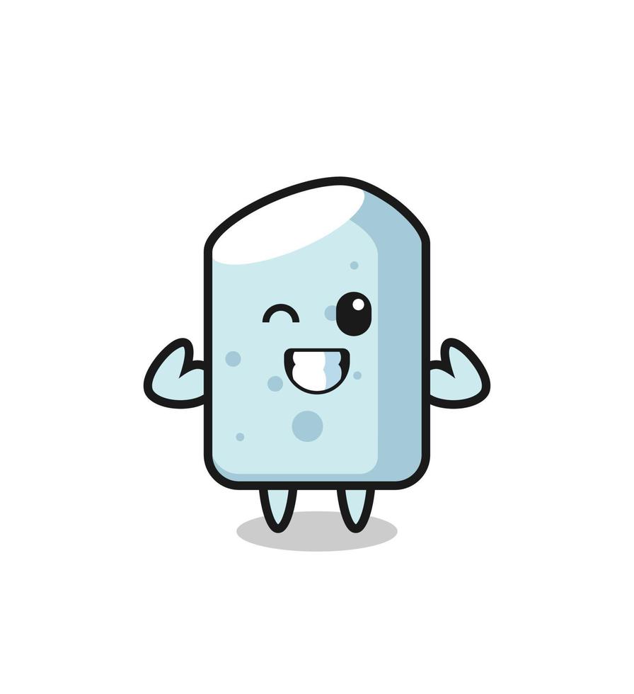 the muscular chalk character is posing showing his muscles vector