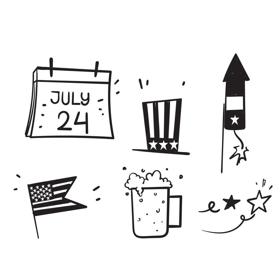hand drawn doodle 4th july symbol for independence day illustration icon vector