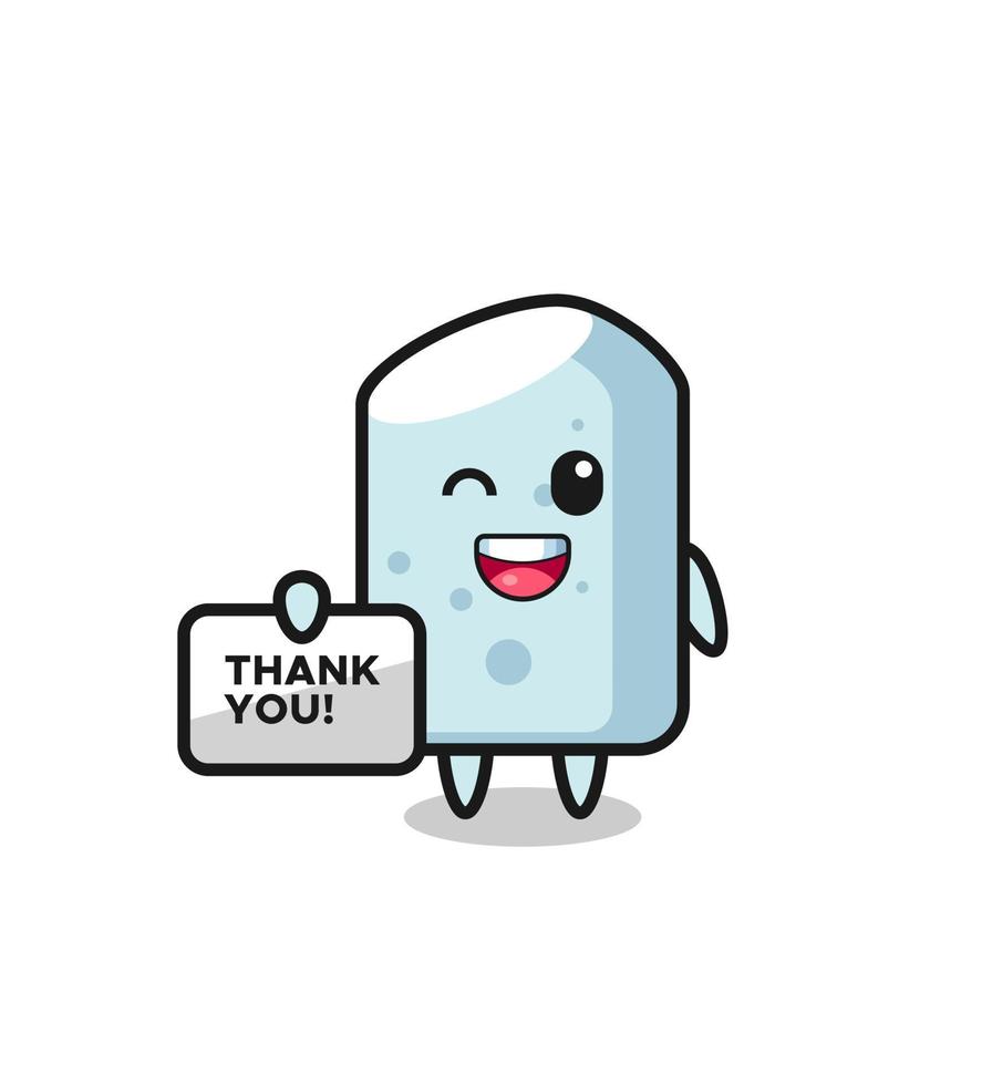 the mascot of the chalk holding a banner that says thank you vector