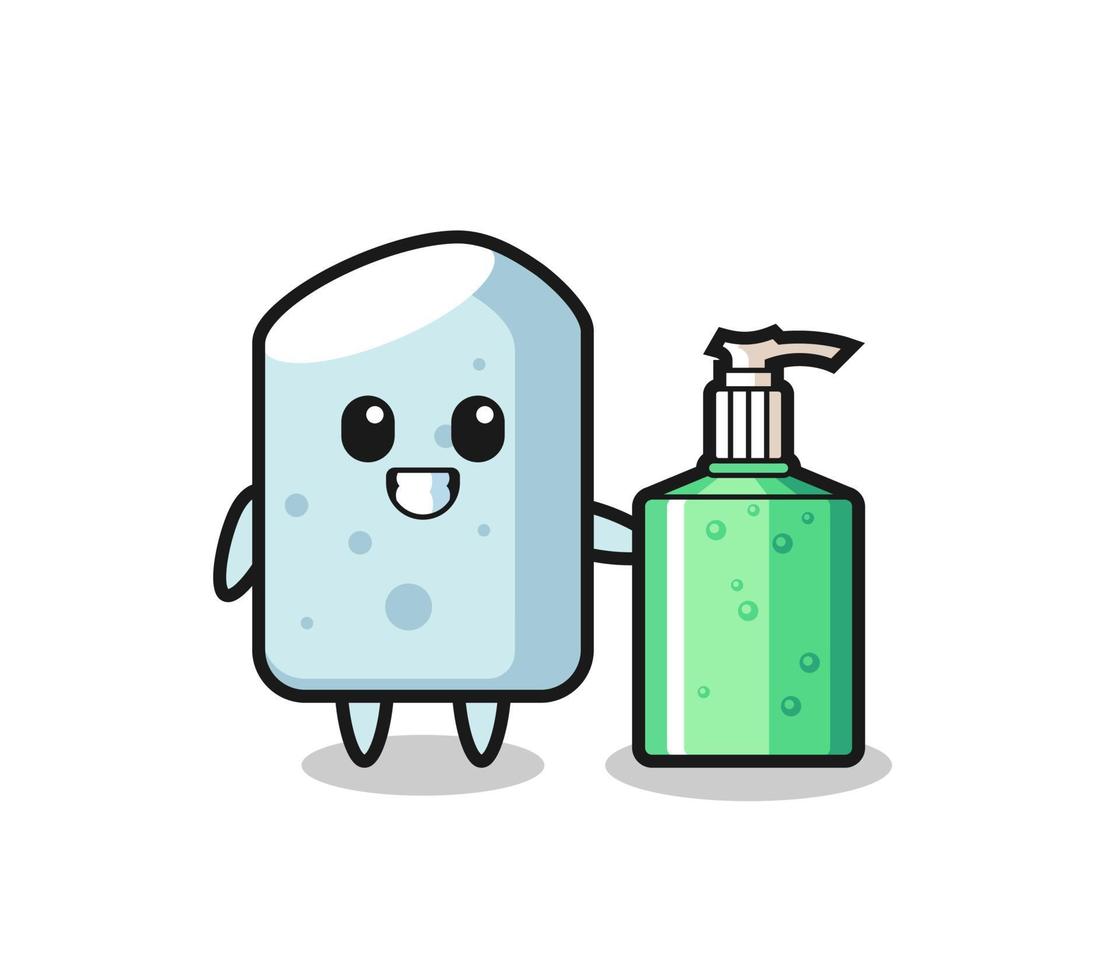 cute chalk cartoon with hand sanitizer vector