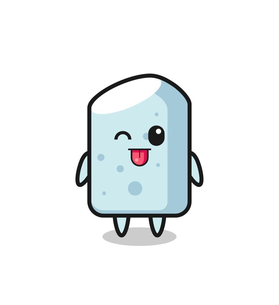 cute chalk character in sweet expression while sticking out her tongue vector