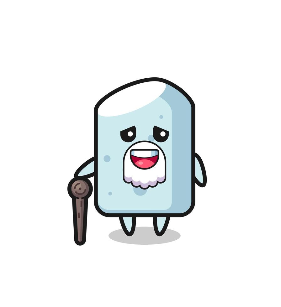 cute chalk grandpa is holding a stick vector