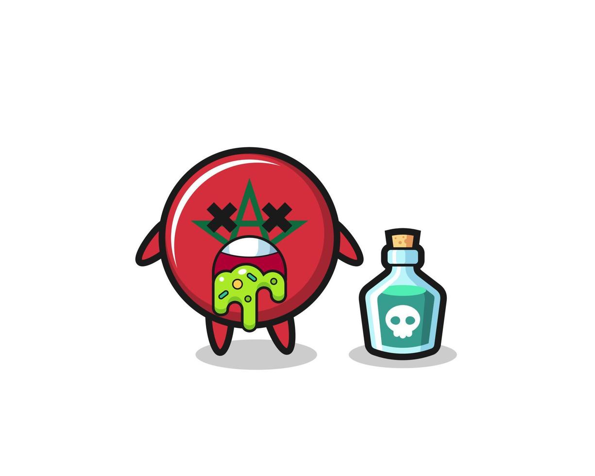 ilustración de un personaje de la bandera de marruecos vomitando debido a un envenenamiento vector