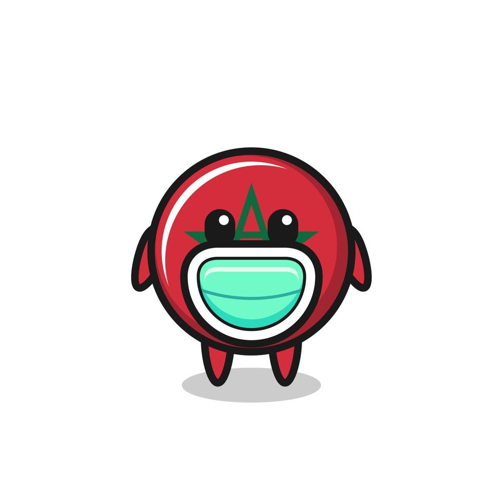 cute morocco flag cartoon wearing a mask vector