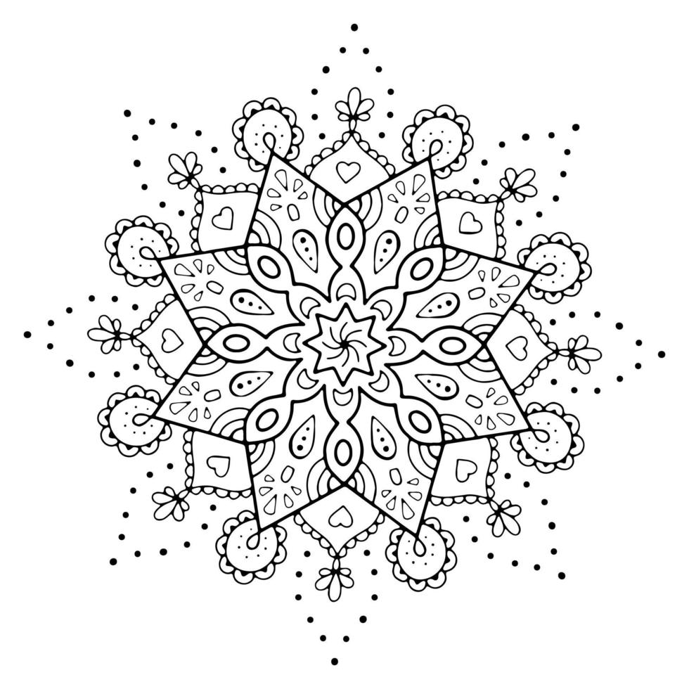 Circular pattern in form of mandala for Henna, Mehndi, tattoo, decoration. Decorative ornament in ethnic oriental style. Coloring book page. vector