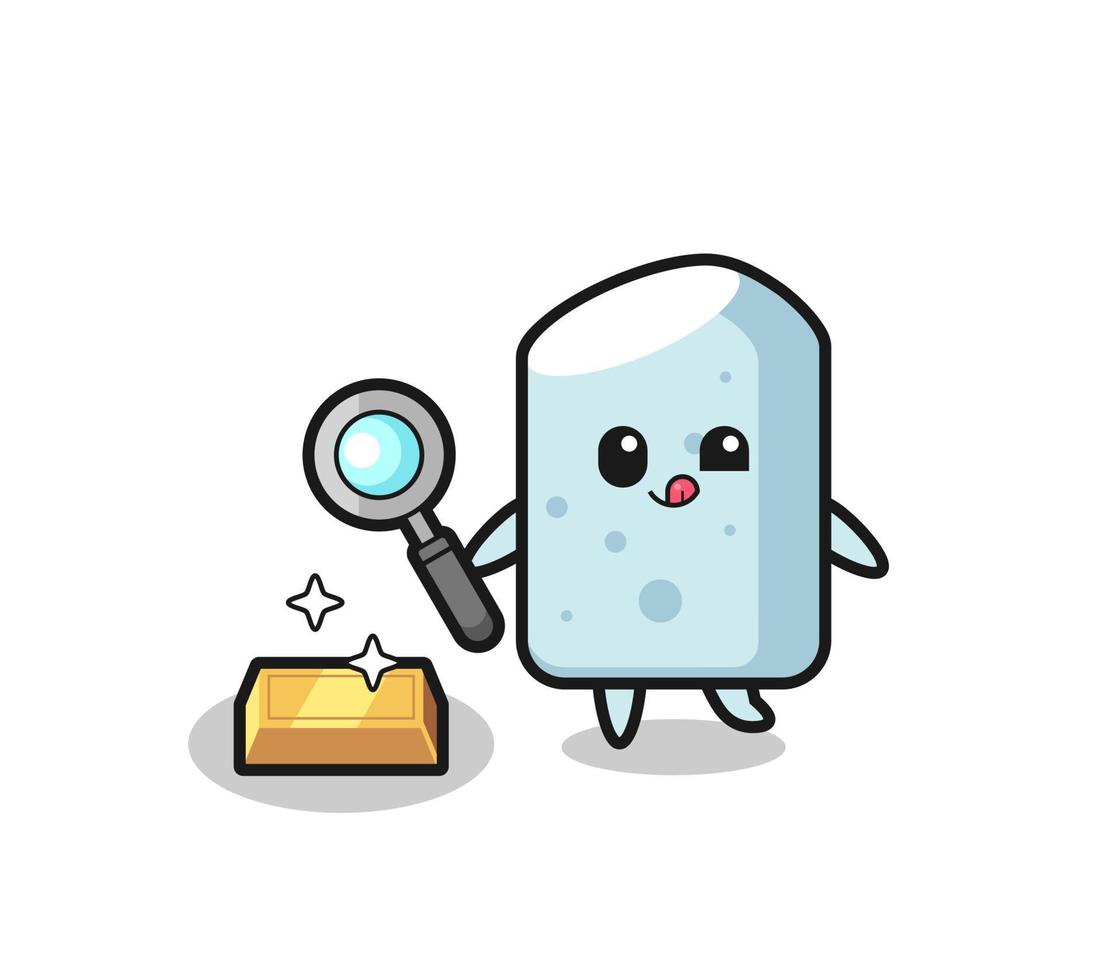 chalk character is checking the authenticity of the gold bullion vector